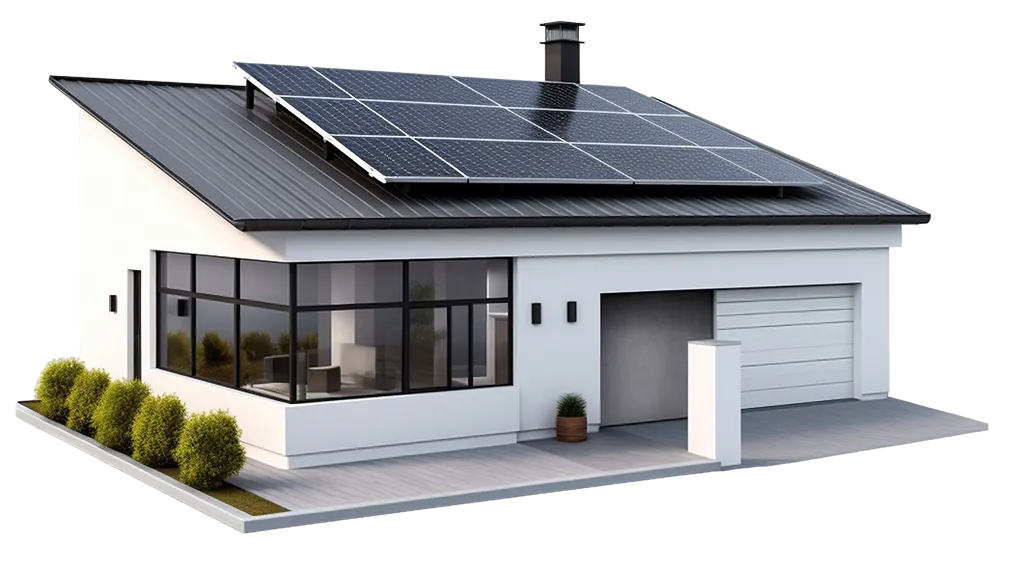 Maquette d'une maison équipée de panneaux solaires en toiture
